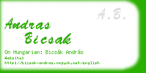 andras bicsak business card