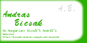 andras bicsak business card